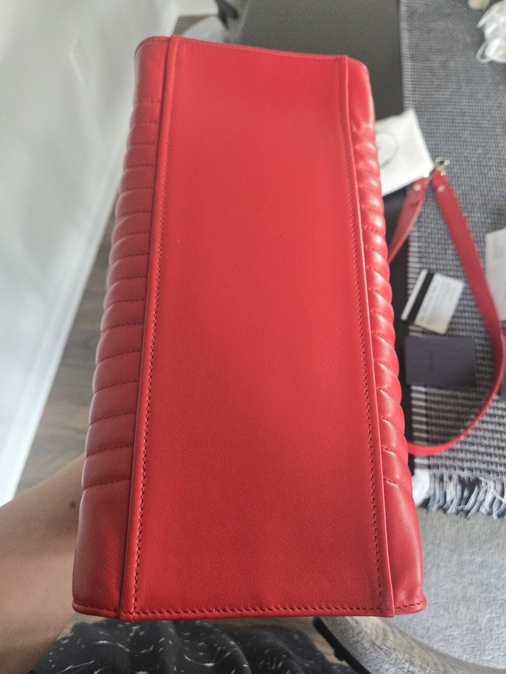 Prada Diagramme Convertible Tote – Red Calfskin Leather - Picture 17 of 17